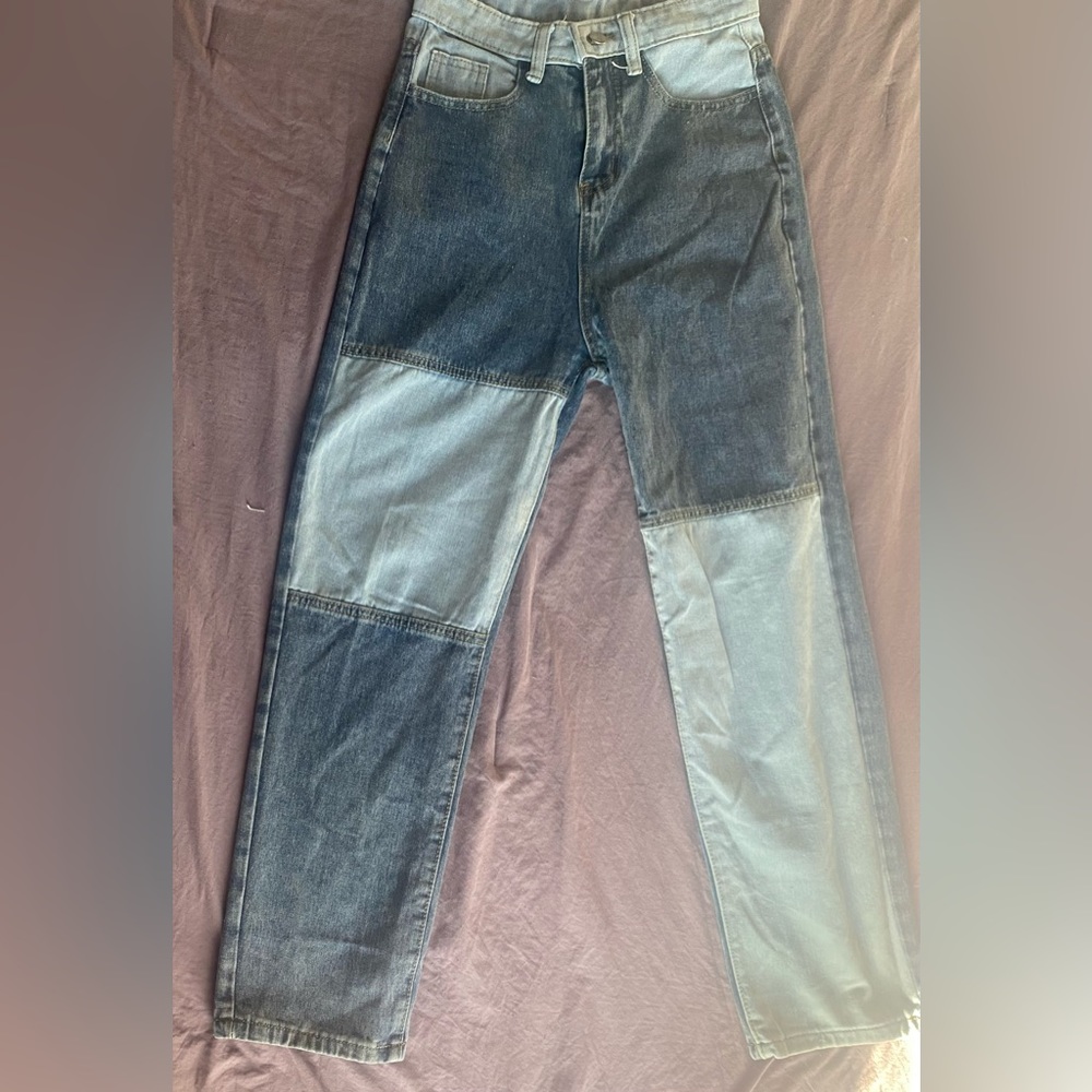 Denim patchwork jeans